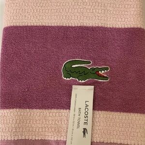 Lacoste Pink and Purple Striped Towel 30” X‎ 52”